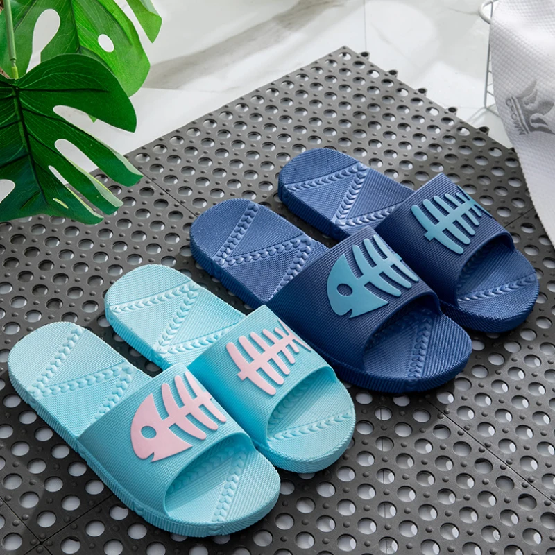 Cartoon cute Non Slip flip flops Fish bone Large size Slippers For men Cloud Platform Summer Beach Sandal Slides Soft Flat 2024