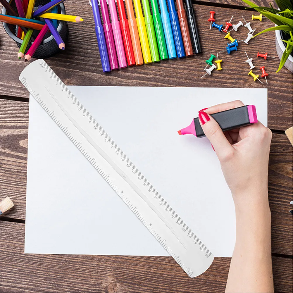 3Pcs Novelty Color-Changing Flexible Ruler PVC Measuring Tool for Precision Drawing Drafting Education Engineering Architecture