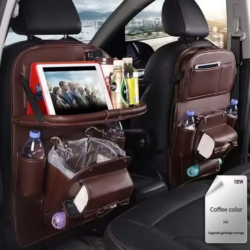 Auto-Rücksitz-Organizer, Aufbewahrungstasche mit faltbarem Tischtablett, Tablet-Halter, Taschentuchbox – Detail 9
