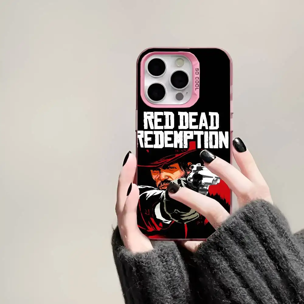 حافظة هاتف RDR2 لهاتف آيفون 17 إير 16 15 14 13 12 11 برو ماكس بلس غطاء خلفي فضي مقاوم للصدمات