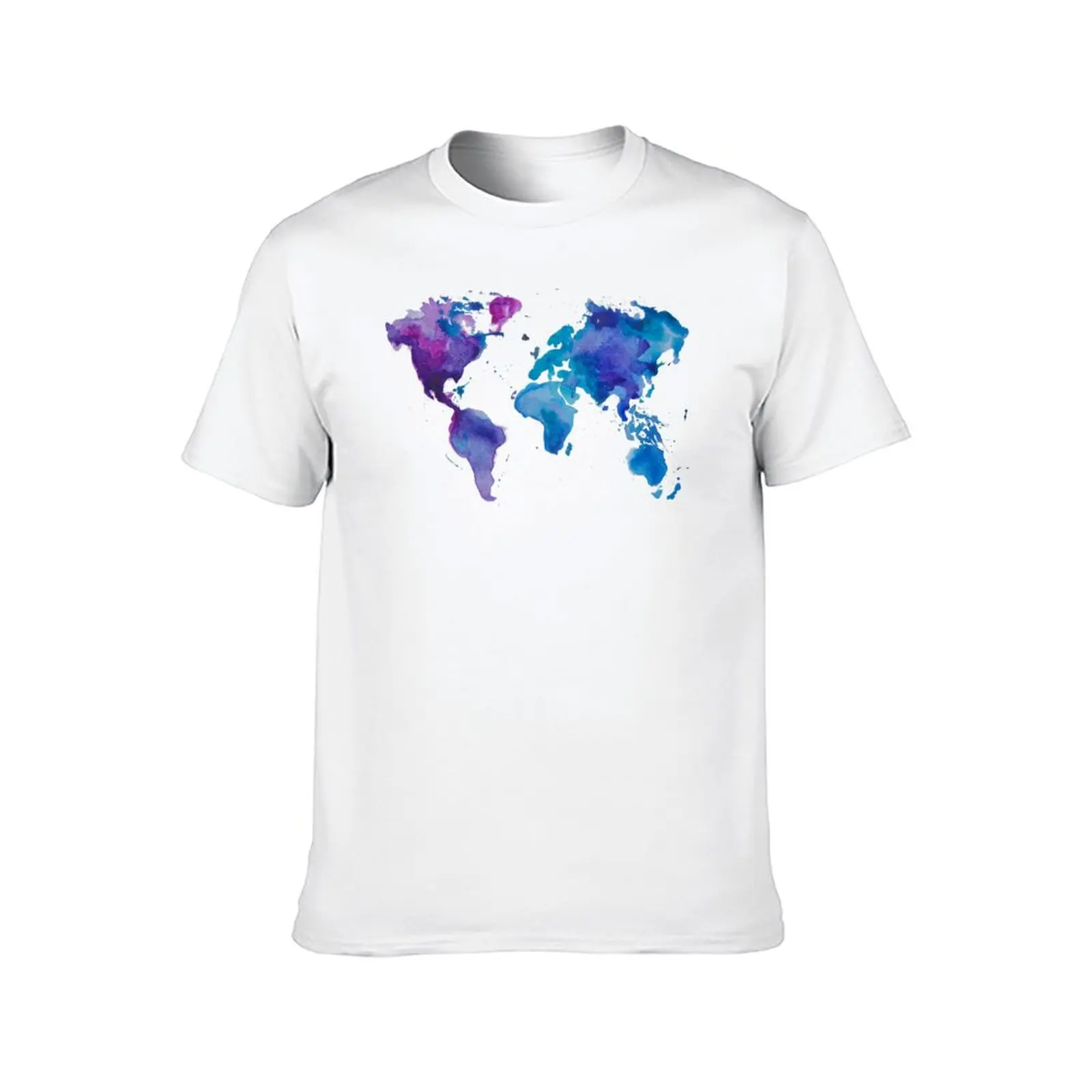 Watercolor Map of the World T-Shirt Personalized t-shirt animal prinfor boys quick drying anime shirts men