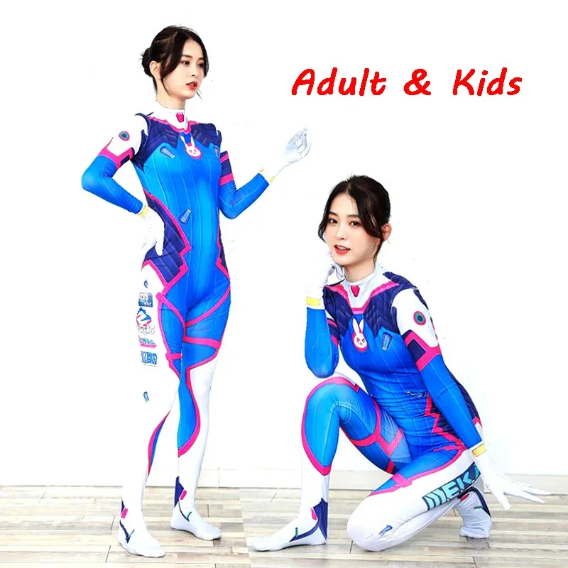 

2019 Halloween costumes 3D Printing Overwatches Lady D VA Costume for women plus size Cosplay dva Zentai Spandex Dva Bodysuit