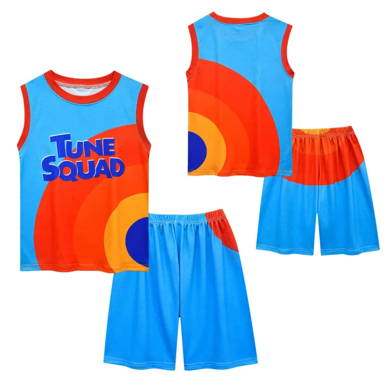 Boys Girls Space Jam 2 Jersey Clothes Jamed Tune Squad Basketball Cosplay Vest Shorts Tracksuit Uniform Sports Suit Kids Clothes
