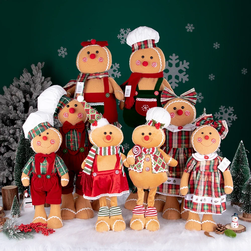 

1 Pair Christmas Gingerbread Man Doll Creative Doll Ornaments Christmas Decorations Scene Decoration Hotel Mall Props