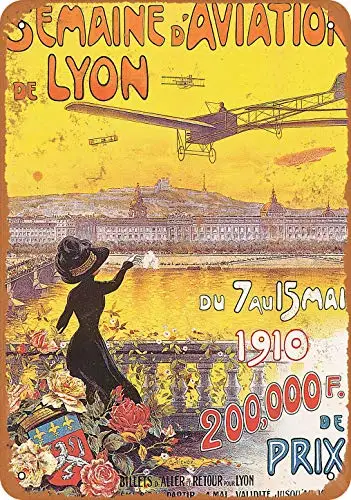  20x30 cm 1910 Aviation Expo Lyon France Vintage Look Metal Sign Wall Decor Signs 8x12 Inch