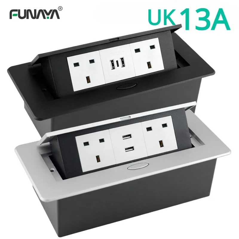 UK Pop Up Sockets Table 2 3 Outlets USB Fast Charge Type-C Electric Box Benchtop Recessed Power Strip Desktop Desk Hidden Socket