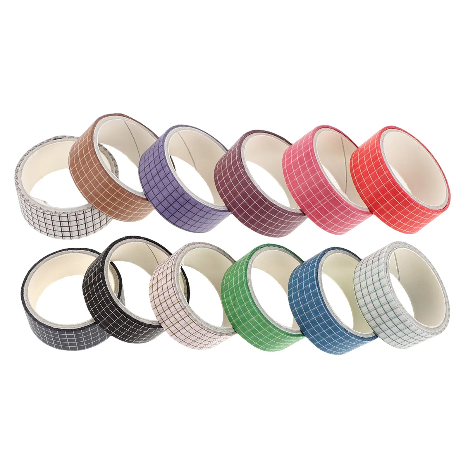 Washi Tape 12 Rolls Grid Pattern Decorative Masking Tape for Scrapbooking, Planner, Journal & Gift Wrapping