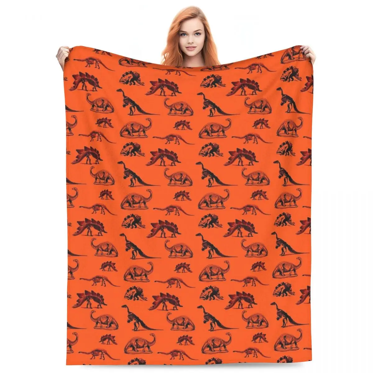 

Винтажный музей динозавров черно-оранжевые (маленькая версия) одеяла фланелевые теплые пледы для дивана для дома, спальни, улицы