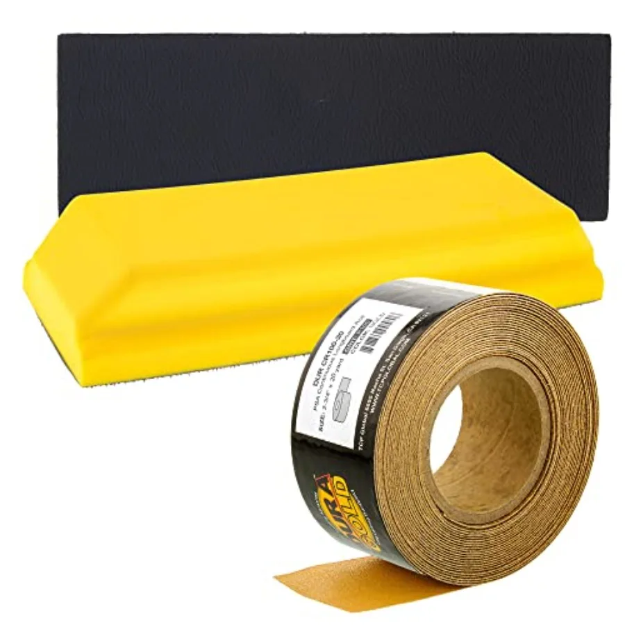

Dura-Gold Pro Series Rectangle 7-3/4" x 2-3/4" Hand Sanding Block Pad with Hook and Loop Backing and PSA Adapter Pad and 100 Gr