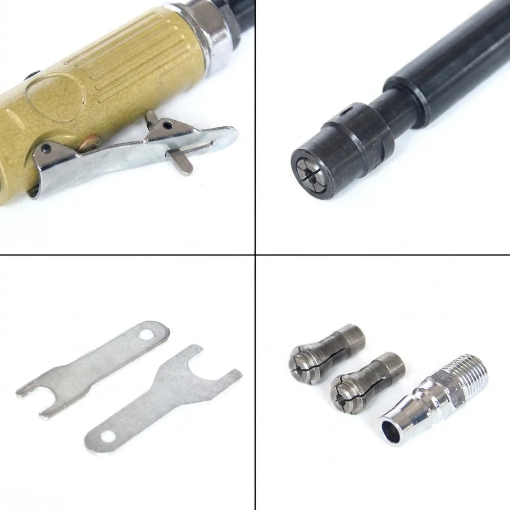 Air Powered Extended Shaft Sander and Polisher for Precision Work with Aluminum Alloy Build Gold Black Finish 28cm Total Length