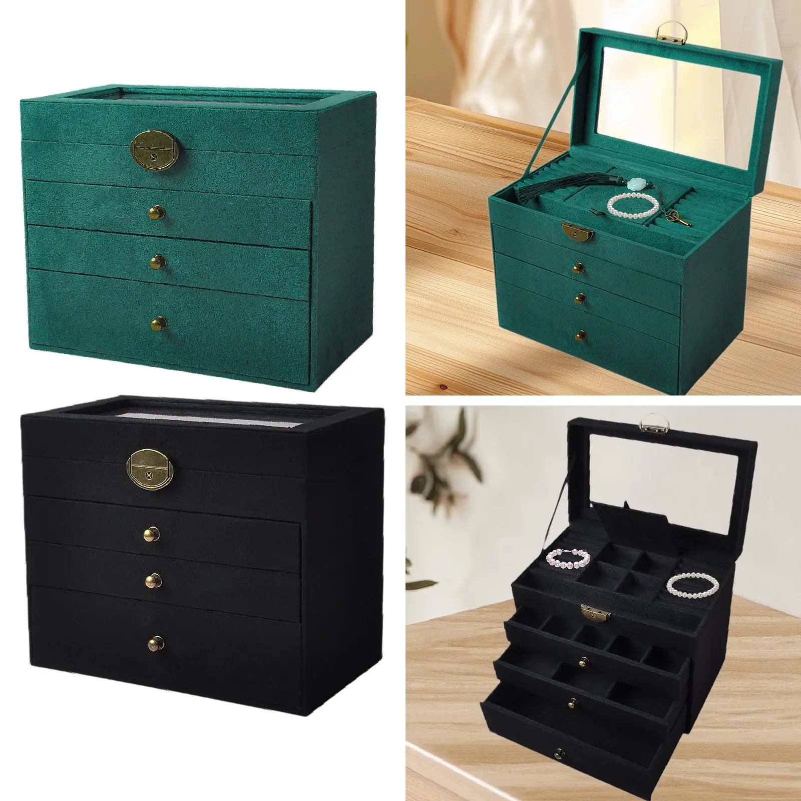 Jewelry Box Storage Case Jewelry Organizer Gifts for Women Suede Container Earring Holder Storage Box for Bracelets Cufflinks