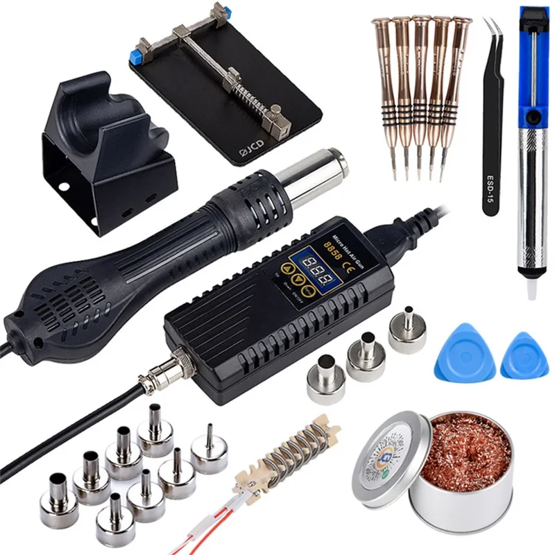 

JCD 700W Hot Air Gun Micro Rework Soldering Station LED Digital Hair Dryer For Soldering Welding Repair Tools Heat Gun 8858