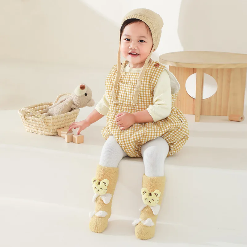 5 pairs Baby Warm Socks thickening Add velvet winter non-slip lovely 0 1 2 3 years child newborn Class A walking floor