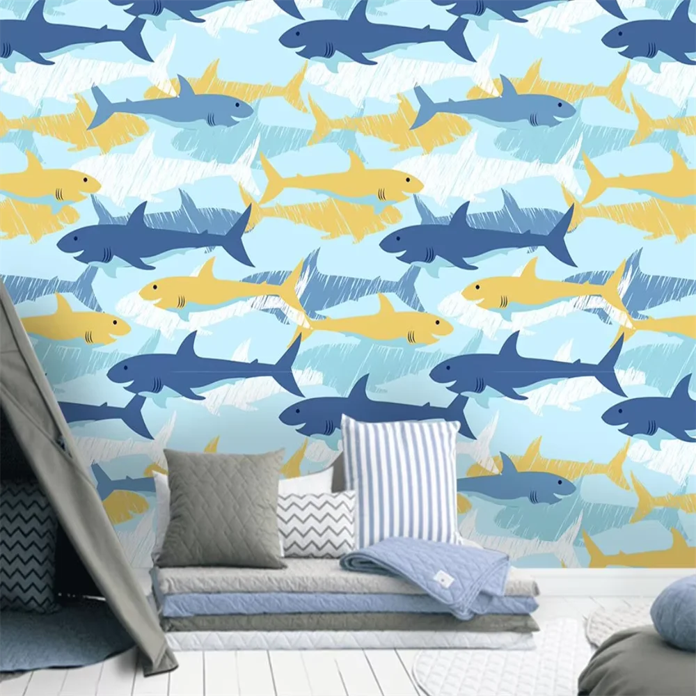 Custom Whale Shark wallpaper for Kids Room art Wall paper shoal fish Wallpapers Murals Living Room TV Sofa Study TV Background
