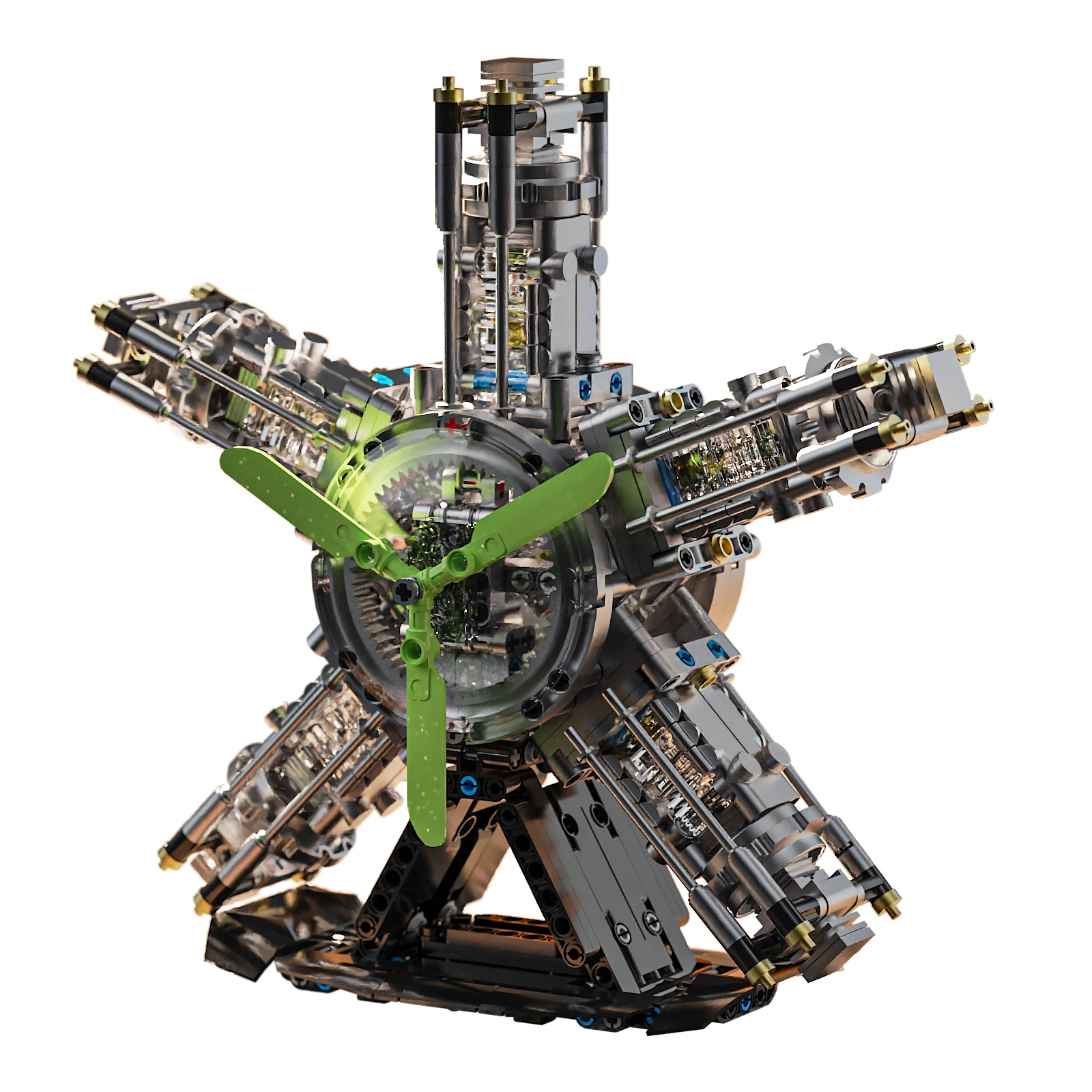 YC489 863 elementów Klocki konstrukcyjne Model silnika mechanicznego cylindra S Radialnego Zestaw do samodzielnego montażu silników lotniczych Zabawka STEM Klocki oświetleniowe