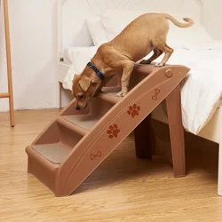Foldable Dog Stairs Anti-Slip Pet Ladder Climbing Aid for Elderly Dogs Adjustable Steps Small Pets Plastic Washable Pet Stairs