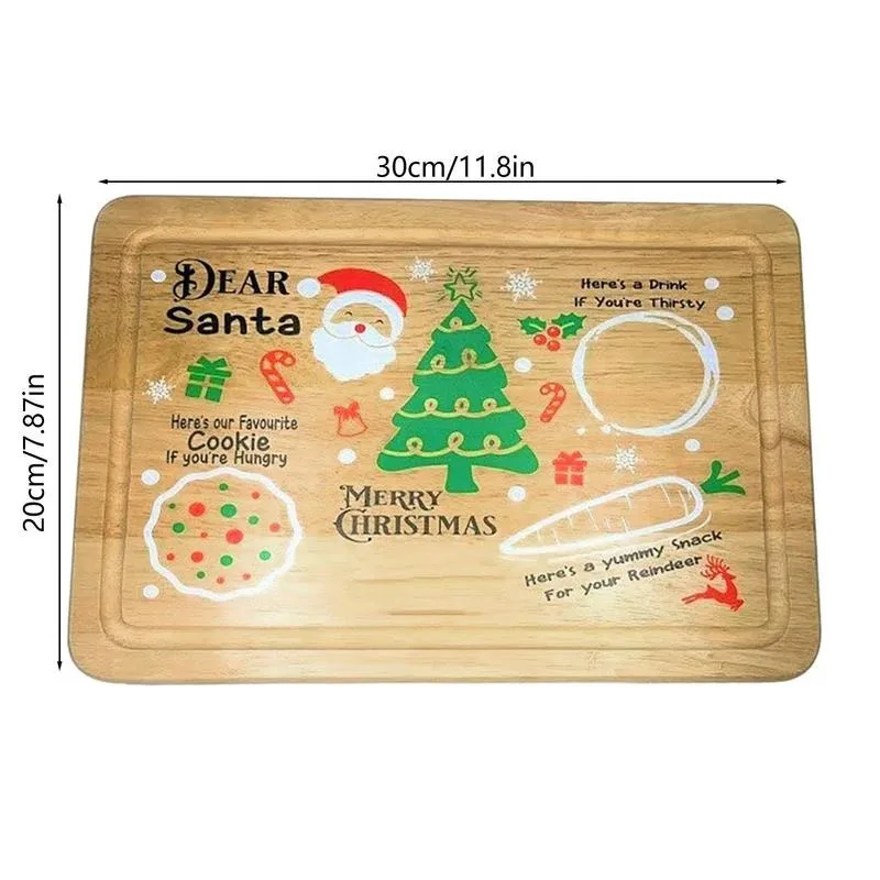 Wooden Christmas Cookie Tray Engraved Santa Snack Tray Child Christmas Gift Milk And Cookie Mat Reindeer Christmas Cookie Plate