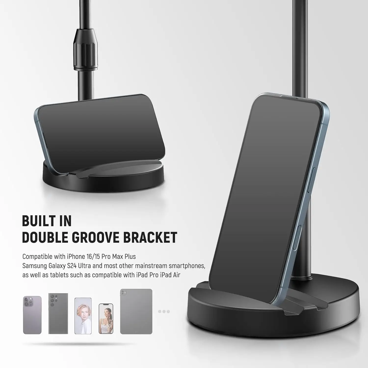 NEEWER Basics 5 "مصباح حلقي مكتبي مع حامل، قاعدة حامل هاتف، مصباح سيلفي LED 10 وات متوافق مع iPhone لتسجيل الفيديو