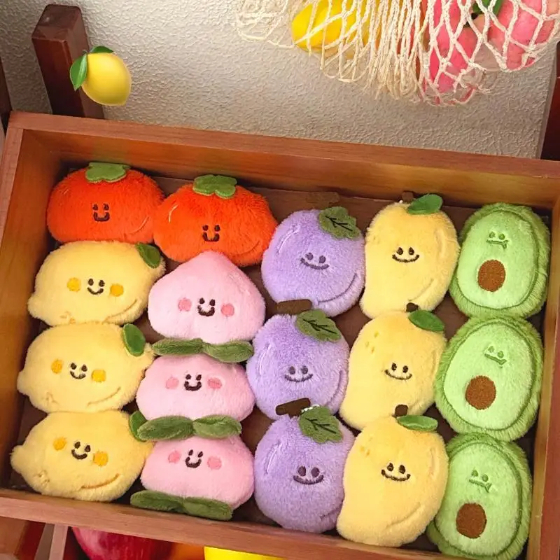 Portachiavi con frutta in peluche di cartone animato, simpatico ciondolo con limone e ciliegia, zaino, decorazione da appendere, ornamento, regalo per coppie di amici