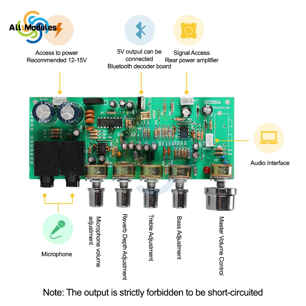 PT2399 Digital Microphone Amplifier Board Reverberation Karaoke Reverb Amplifier Amplifier Tone Board