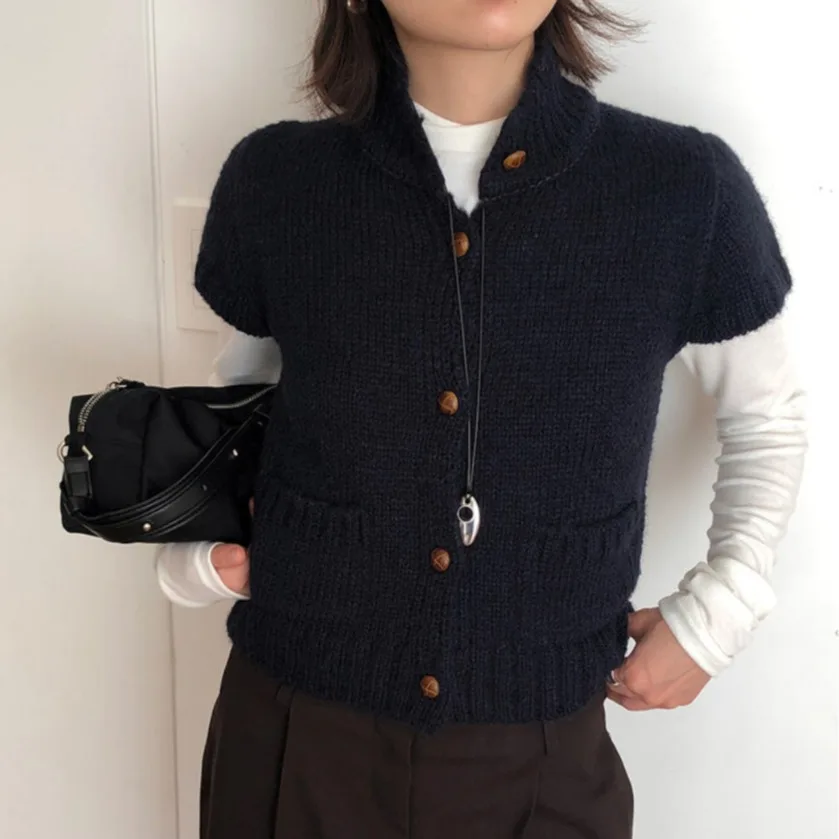 أنيقة محبوك ort Sve سترة معطف المرأة عالية الياقة طبقات تصميم الشتاء Faion الكورية Sle ملابس داخلية عادية Oute...