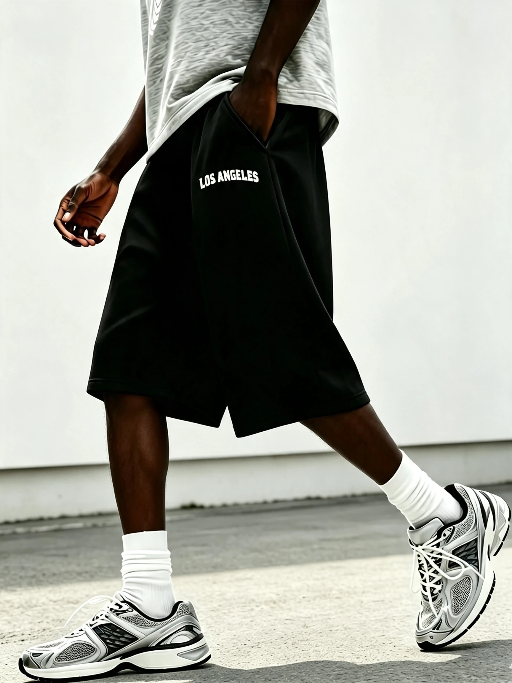 Men's Loose Fit Sports Shorts with Elastic Waist, Slogan, Letter Print, Street Style, Summer Sports Casual Straight Leg Pants