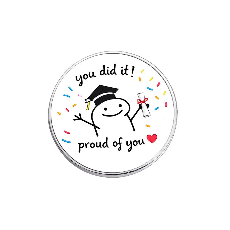Lapel Pins You Did It Inspirational Text Pin Graduation Theme Cartoon Badge Book Bag Decoration Brooch Enamel Pin Brooches