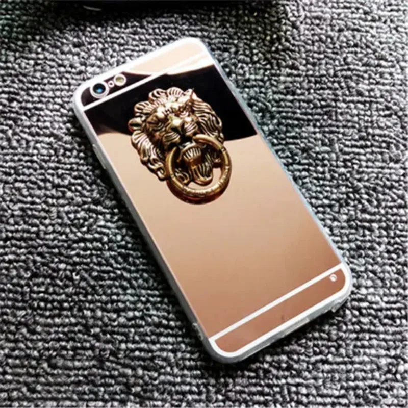 Luxury Glitter Lion Head Phone Case, Bling Mirror, Case for iPhone 14, 15, 13, 12 Mini, 11 Pro Max, Plus, X, XS, XR