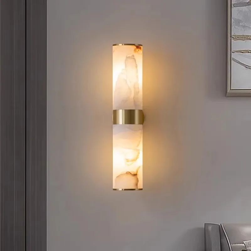 

*(2-piece set) Modern LED Copper Wall Lamp Bedroom Hotel Corridor Bathroom Mirror Designer Classic Marble Wall Sconce