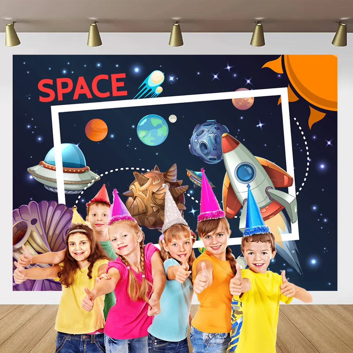 Outer Space Astronaut Planet Theme Background Outer Space Planet Birthday Party Photography Background Decoration Studio props