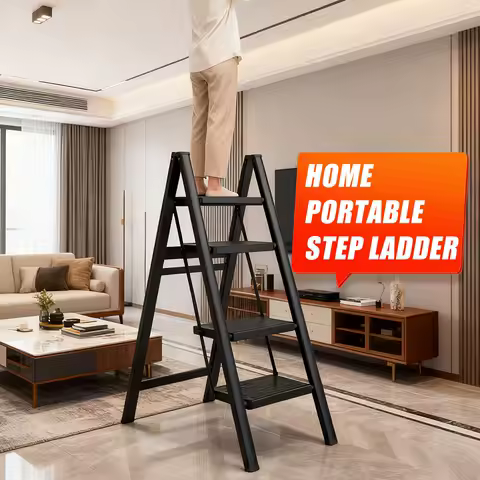 Ladder Folding Step Stool with Extra Wide Treads Portable Lightweight Home Ladder Kitchen Ladder Easy to Store Space Saving Capa