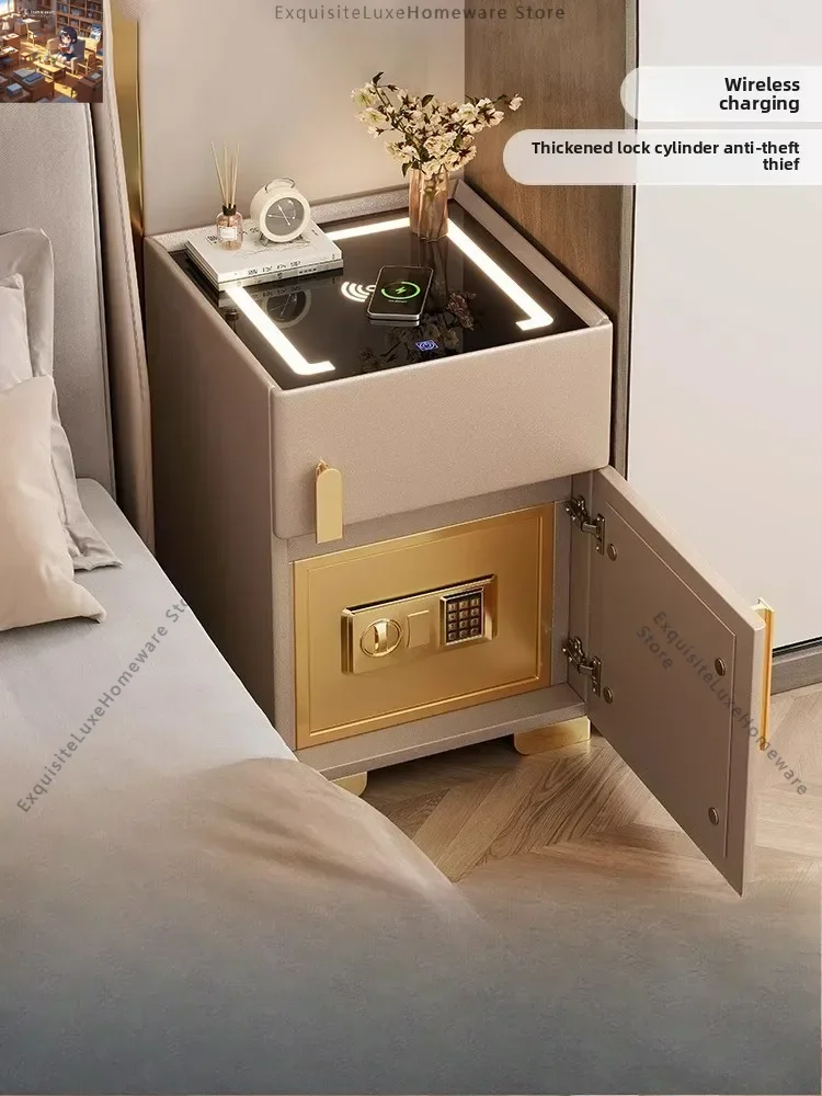 Smart bedside table, safe, integrated household bedroom 2025 new model with password lock, simple modern light luxury premium
