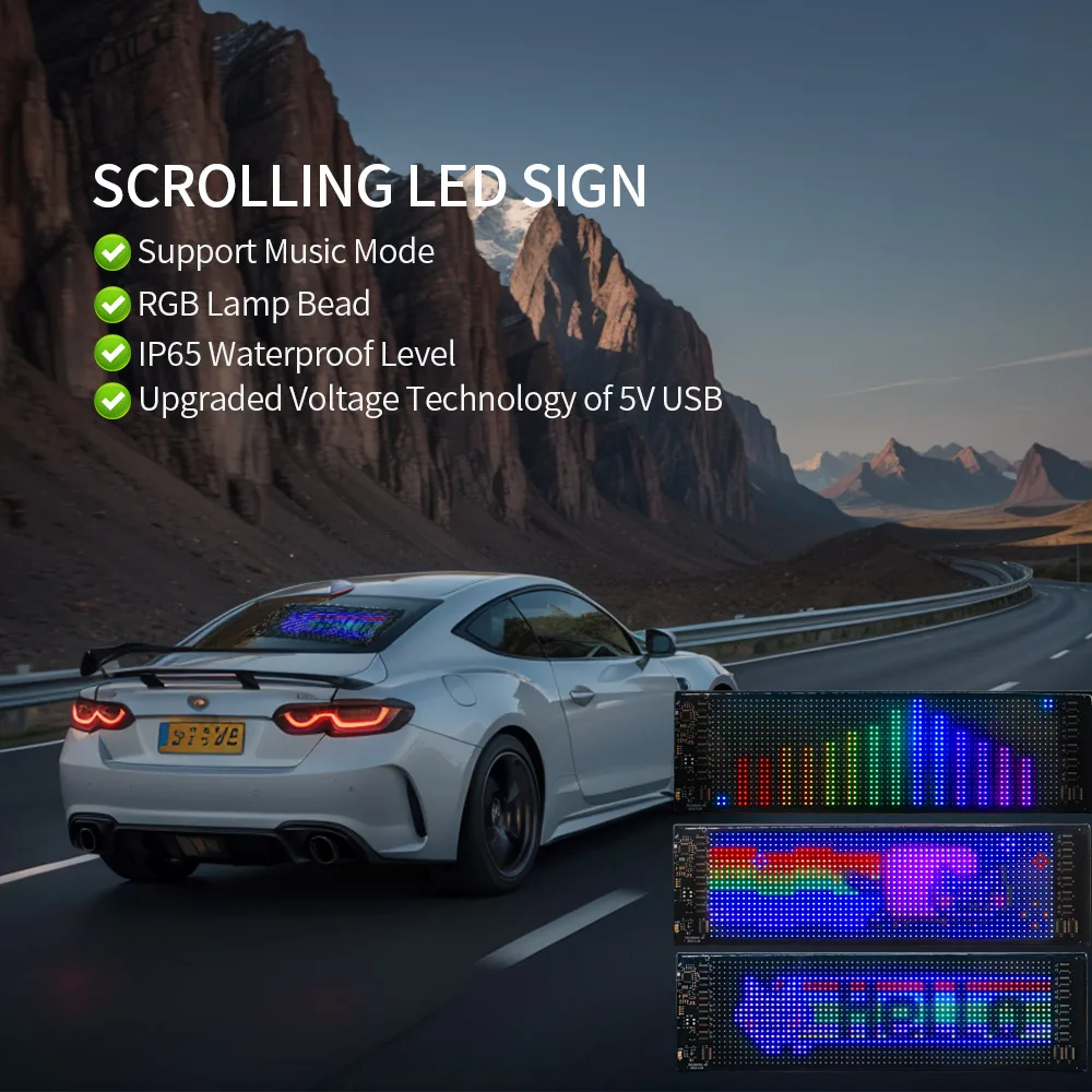 Imagem -06 - Matriz Led Painel Pixel Flexível Faça Você Mesmo Design Rolagem Publicidade Slogan do Carro Rgb Endereçável Bluetooth App Usb 5v