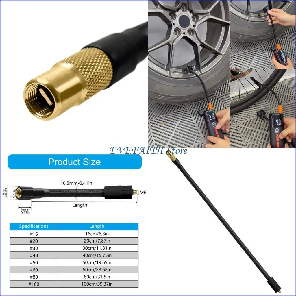 124B Leak Proof Flexible Rubber Hose Adapters For 0.305inch x 32TPI Standard Valves S