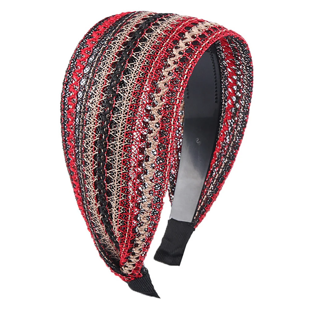

Retro Headwear Face Wash Bohemia Styles Cloth Women Wide Side Headband Hair Band Mesh Head Hoop Hair Accessories