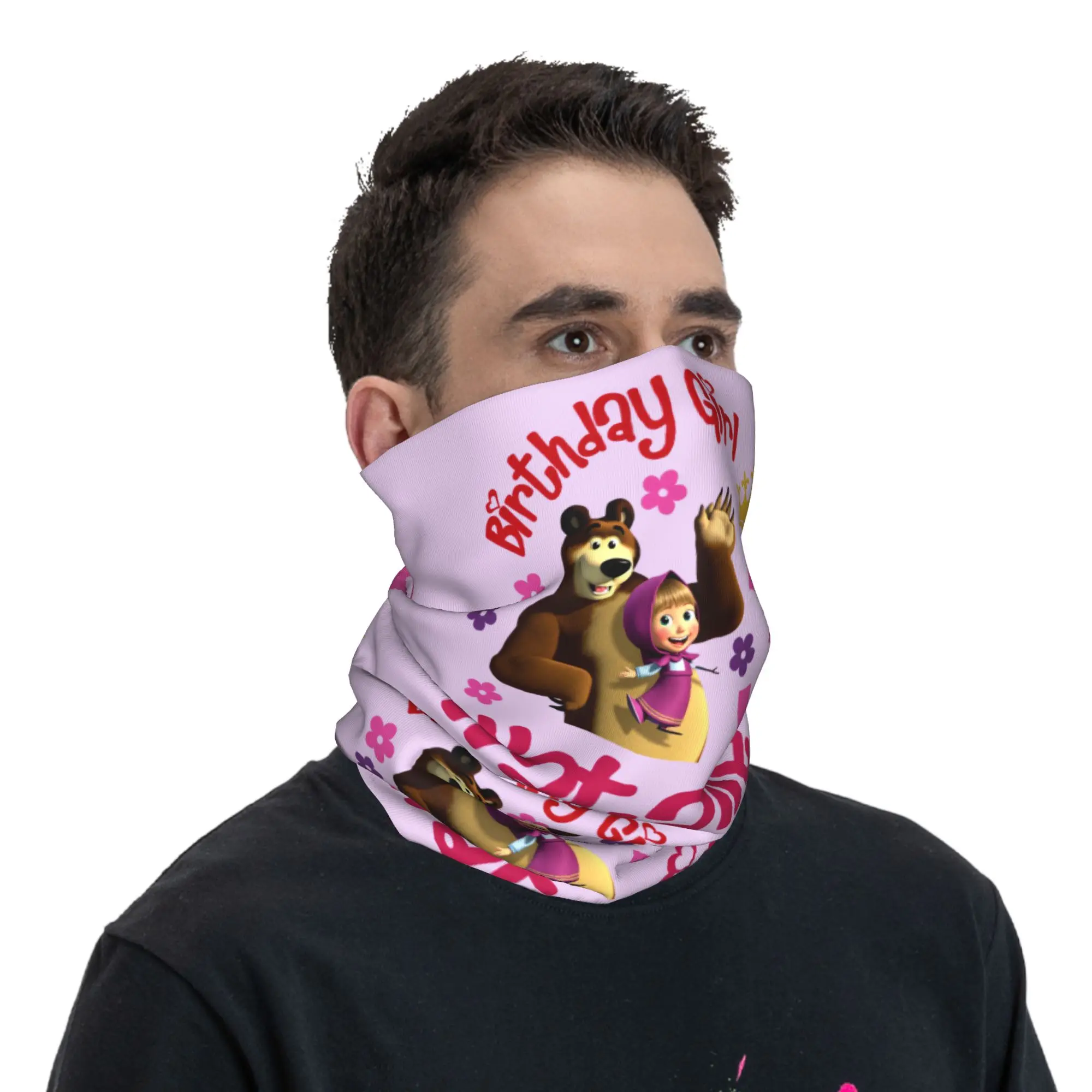 روسيا الكرتون M-Mashas و B-Bears أنيمي التلفزيون باندانا الرقبة الجراب للمشي التخييم النساء الرجال التفاف وشاح عقال أكثر دفئا