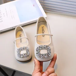 Girls Princess Leather Shoes Luxury Rhinestone Kids Ballet Shoes Fashion Shallow Non-slip Children's Flats for Party Wedding