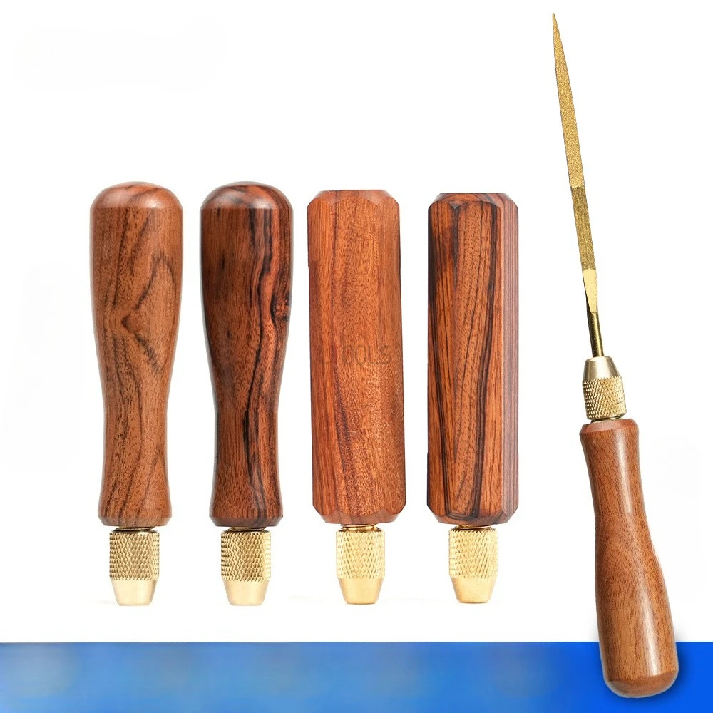 File solid wood handle diamond file polished brass clip wear-resistant suitable for woodworking and home file tool accessories