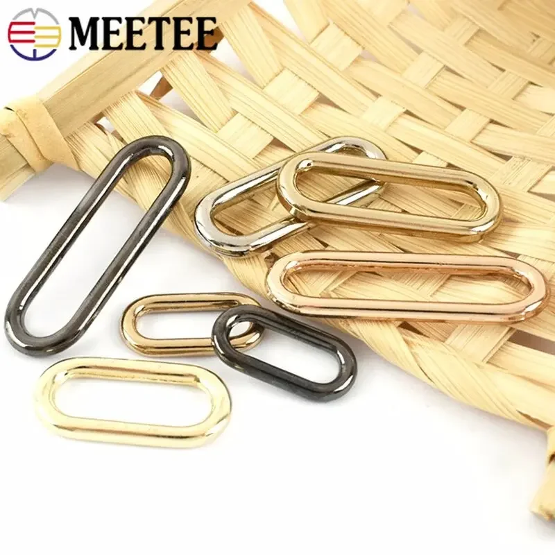 10Pcs Meetee 15-60mm Metal Buckles O Ring Handbag Oval Connect Hook Bag Strap Belt Clasp Shoes Leather Buckle Hardware Accessory