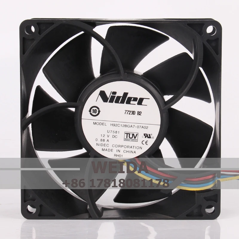 

H92C12BGA7-07A02 Cooling Fan for NIDEC 24V 48V DC12V 0.88A EC AC 92X92X38MM 9CM 9238 7723 3D B2 U7581 High Air Volume 4-wire PWM