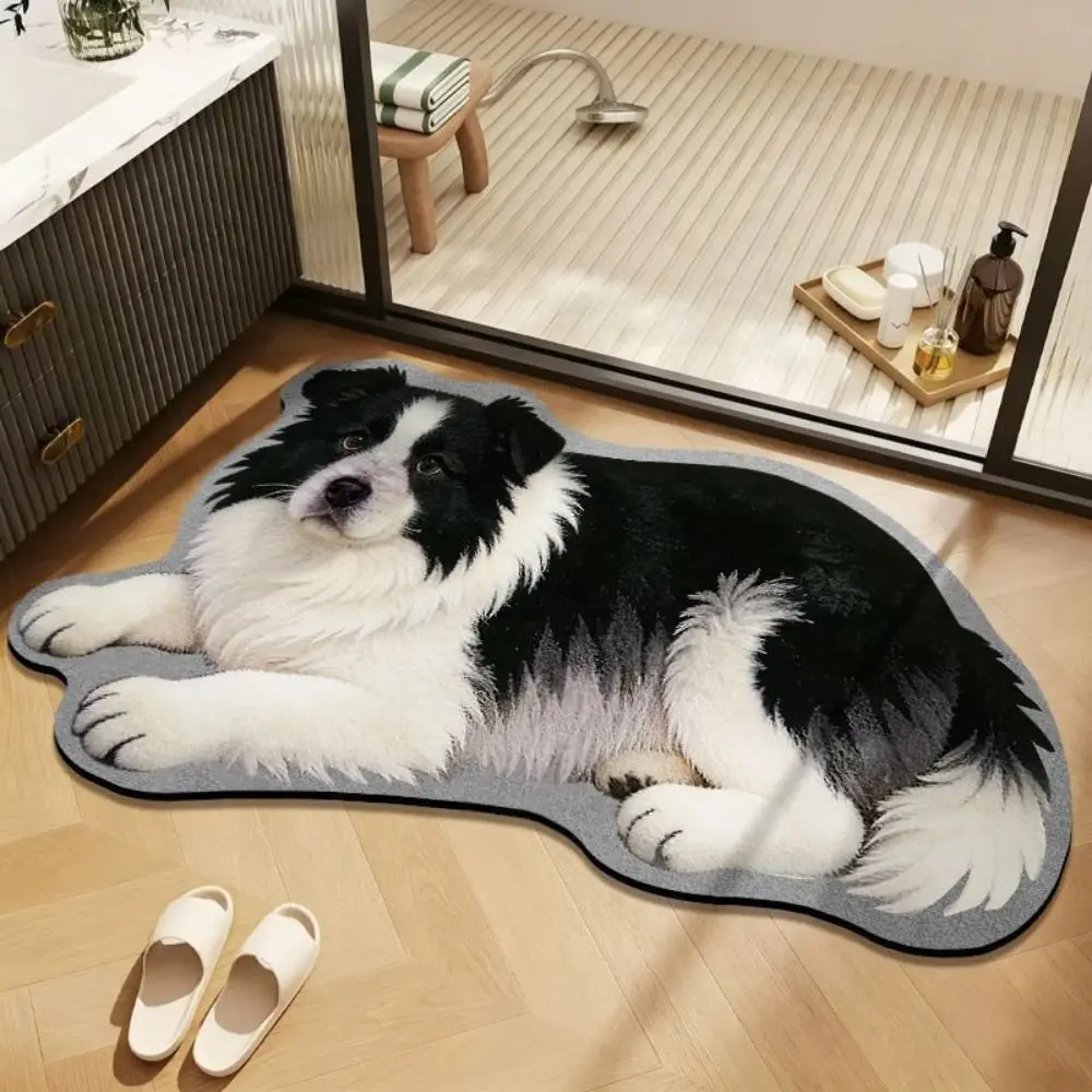 Special-shaped Puppy Print Rug Pet Theme Rug Soft Animal Floor Mat Decorative Carpet Puppy Print Entryway Mat Bathroom Floor
