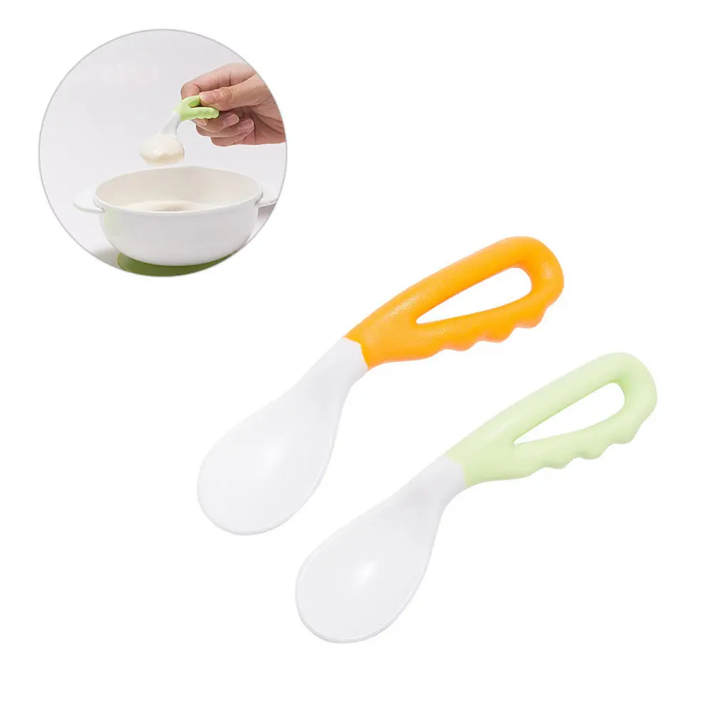 

2Pcs Baby Feeding Spoons PP Lightweight Training Spoons for Infants Newborns Round Head Colorful Stimulating Spoon