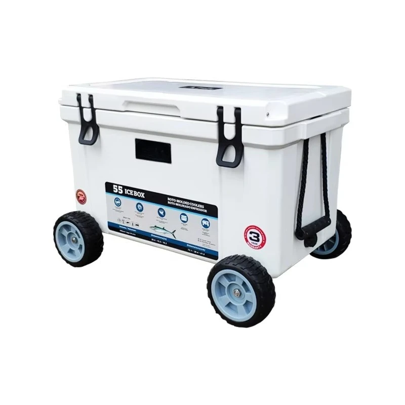 

55l Plastic Large Custom Cooler Plastic Can Beer Insulated Food Box Ice Chest Cooler Box with Wheel for Outdoor Fishing