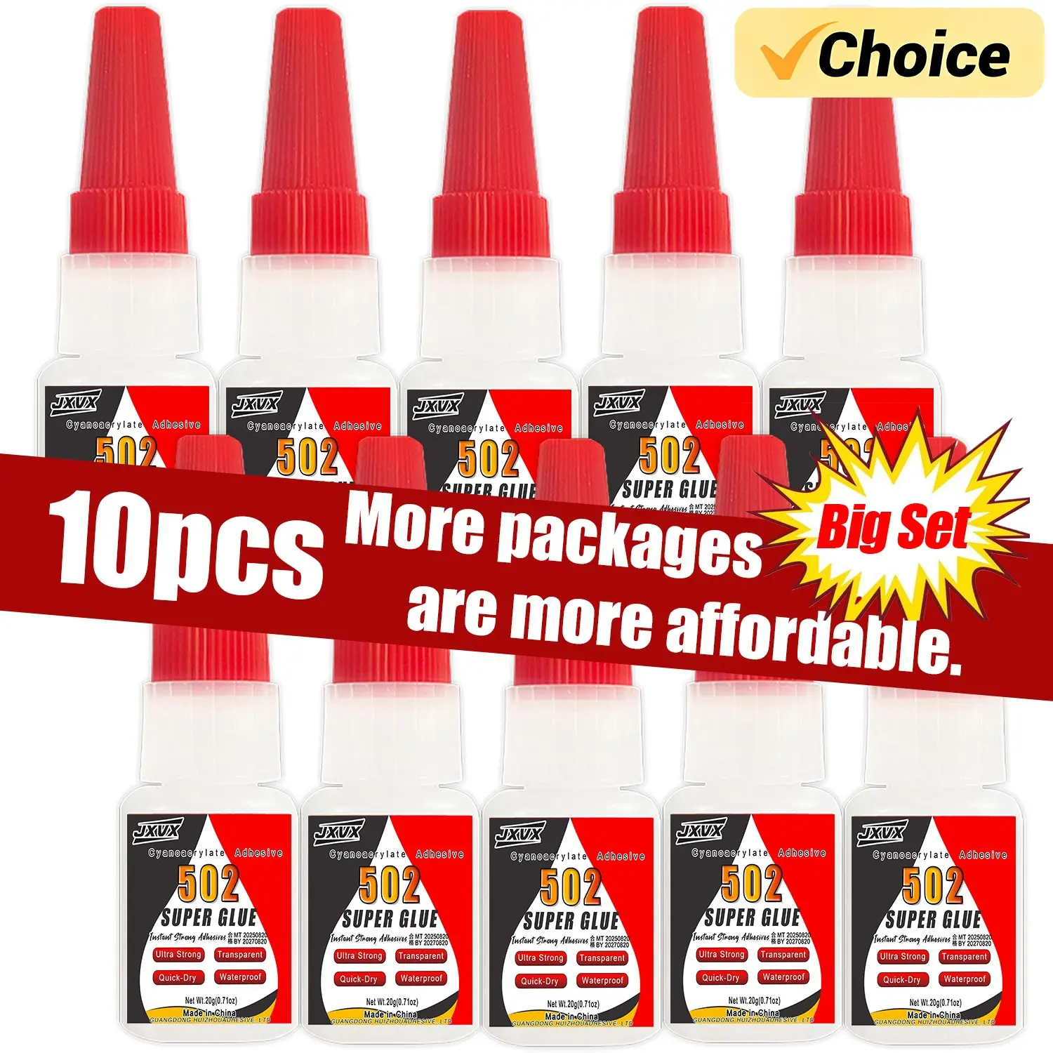 

1-10pcs Professional 502 Super Glue Instant Quick-drying Cyanoacrylate Adhesive Leather Rubber Glass Wood Metal Strong Bond Liquid Glue Tool With precision dispenser.