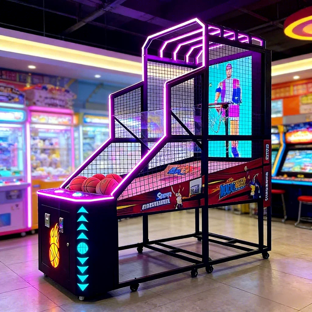 LCD Basketball for Arcade Game Cabinet Machine Coin System Metal Tempered Glass English Support for Indoor Commercialpromote sal
