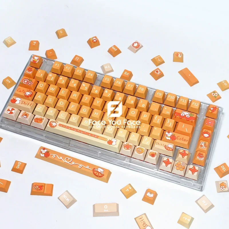 

132 клавиши Мандарин Медведь PBT Колпачок Cherry Profile Сублимированные персонализированные колпачки для клавиш Cherry MX Switch Игровая механическая клавиатура