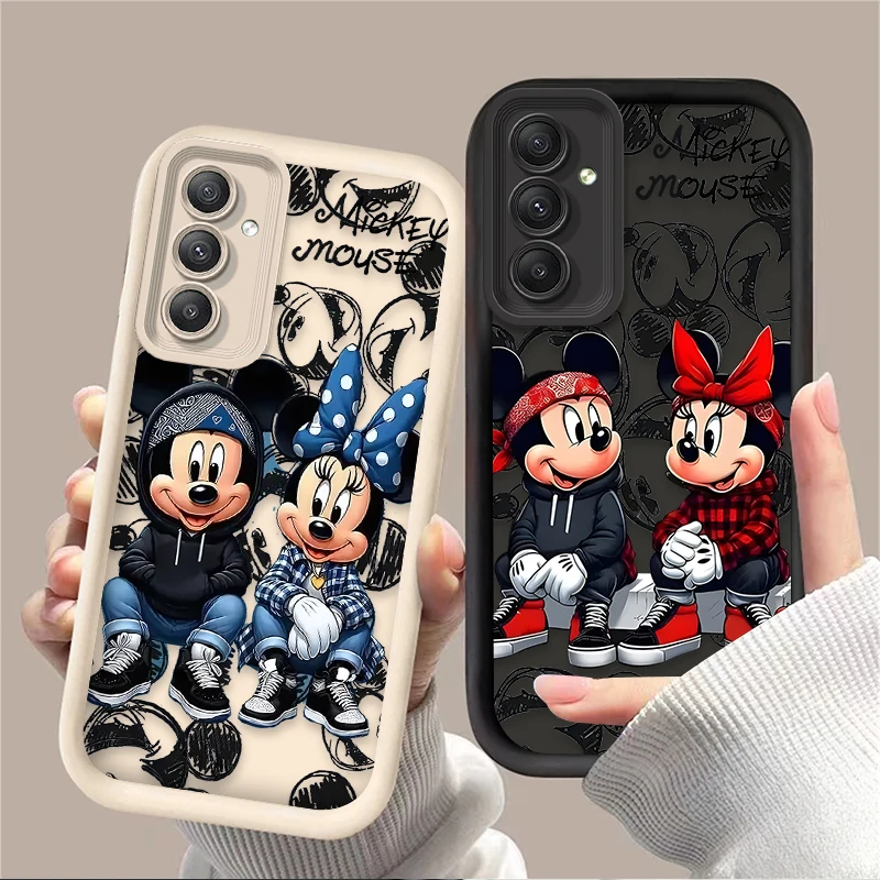 Funda de lujo Disney Mickey Minnie para Samsung Galaxy S25 S24 S23 Ultra S22 S21 Plus FE 5G A54 A34 A14 A73 A53 A33 5G funda suave