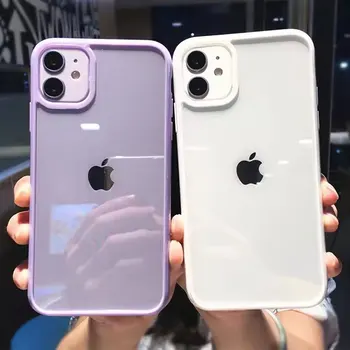 Capa de silicone transparente de cor fofa para iPhone 15 14 13 12 11 Pro Max Mini XR X Xs 7 8 6 6s Plus Capa traseira simples à prova de choque