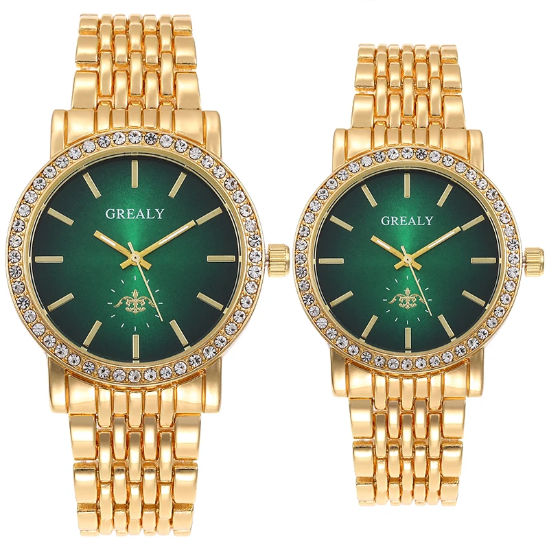 الكوارتز زوجين الساعات السيدات أزياء الاتجاه عارضة سوار الساعات عارضة الذهب ساعة اليد زوج #2
