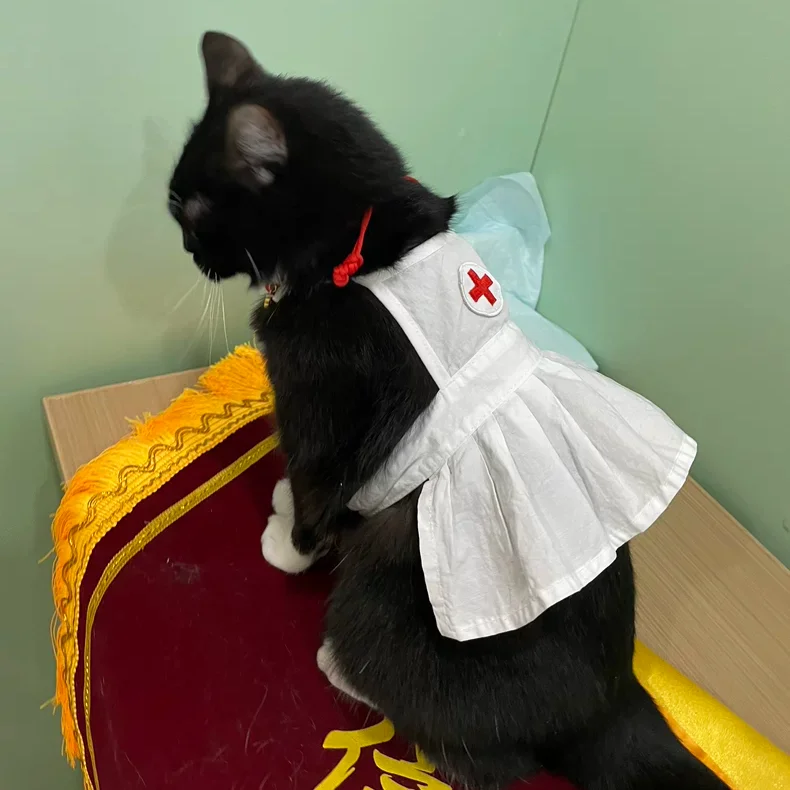 Cute Halloween Pet Costume Cosplay Nurse Puppy Cat Kitten Puppy Dress Kawaii Pet Costume Cat Accessories Halloween Gift